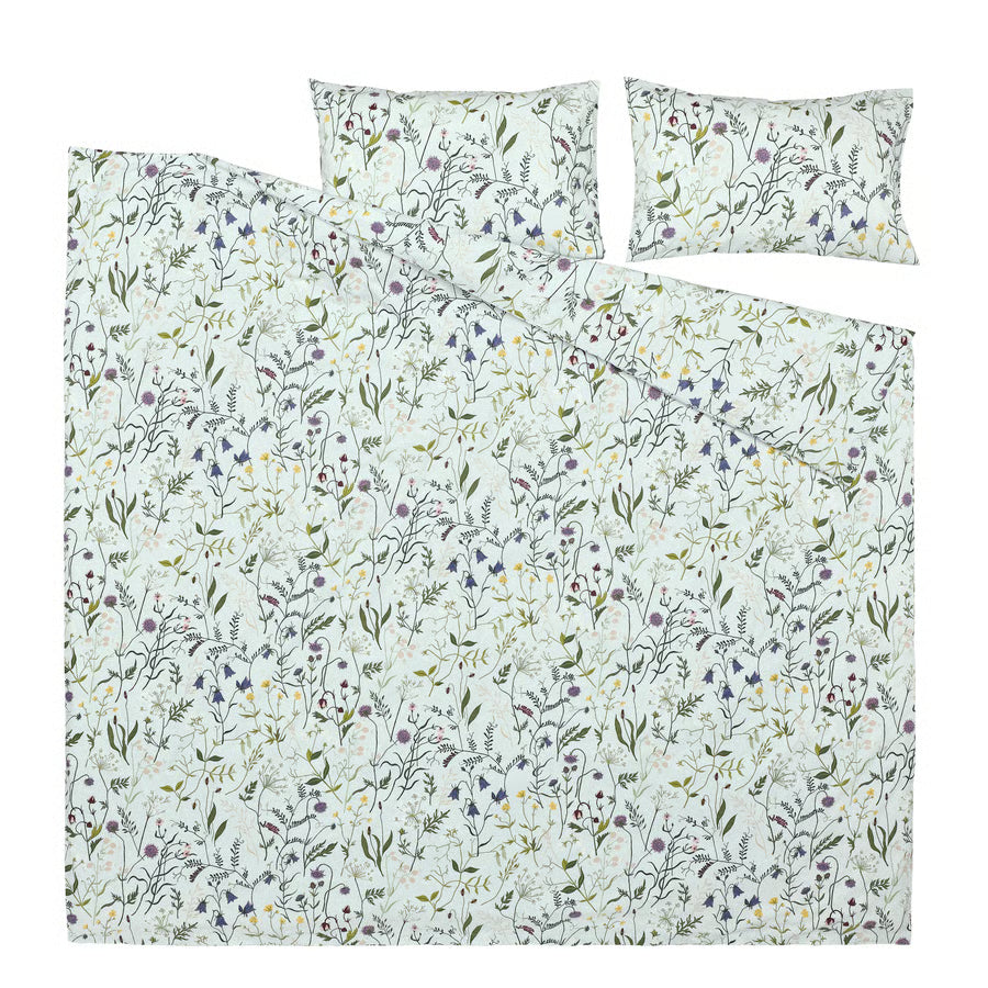 New MATTOXBÄR Duvet cover and pillowcase(s), pale blue/floral pattern, Full/Queen (Double/Queen)