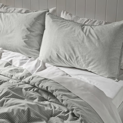 SOLFIBBLA Comforter set, gray white/stripe, King