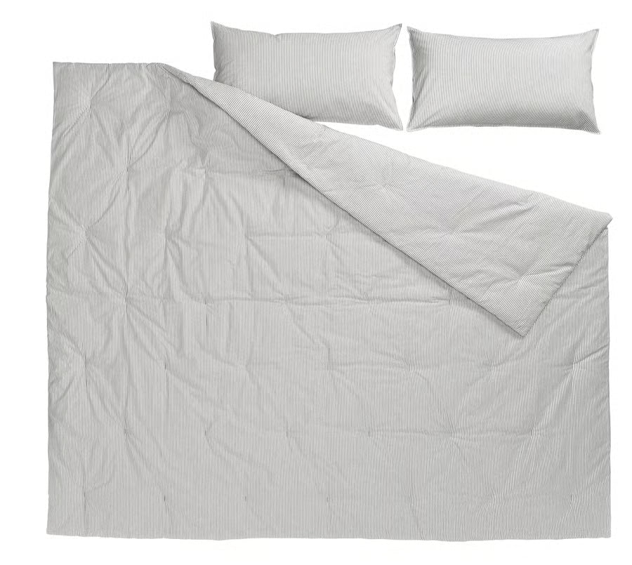 SOLFIBBLA Comforter set, gray white/stripe, King