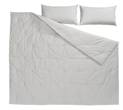 SOLFIBBLA Comforter set, gray white/stripe, King