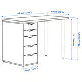 LAGKAPTEN / ALEX Desk, grey/wood effect, 120x60 cm