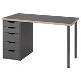 LAGKAPTEN / ALEX Desk, grey/wood effect, 120x60 cm