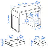 MICKE Desk, black-brown, 105x50 cm